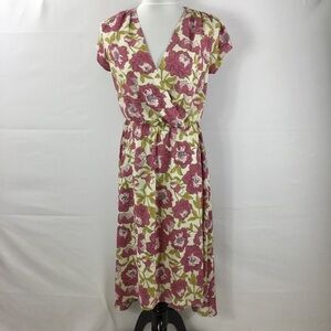 LEITH Cap Sleeve Faux Wrap High Low Floral Dress Size M